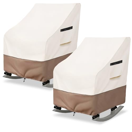 Krismile Outdoor Rocking Chair Cover 2 PackHeavy Duty Waterproof Patio Rocking Chairs Cover for 27 W x 34 D x 45 H Presidential Rocking ChairBeige - Image 1