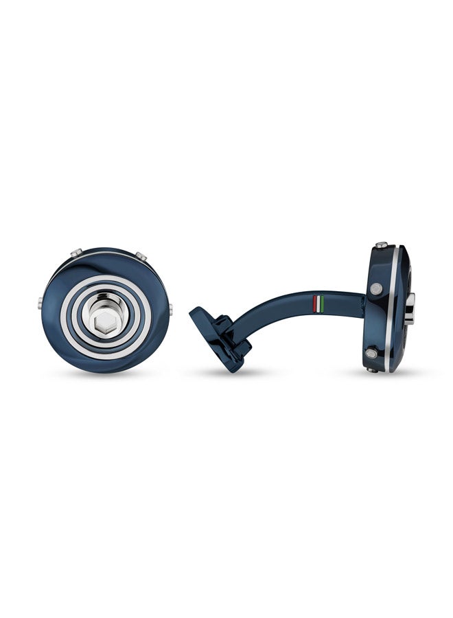 Ducati Corse Speciale Silver and Blue Luxury Cufflinks For Men  - Image 2