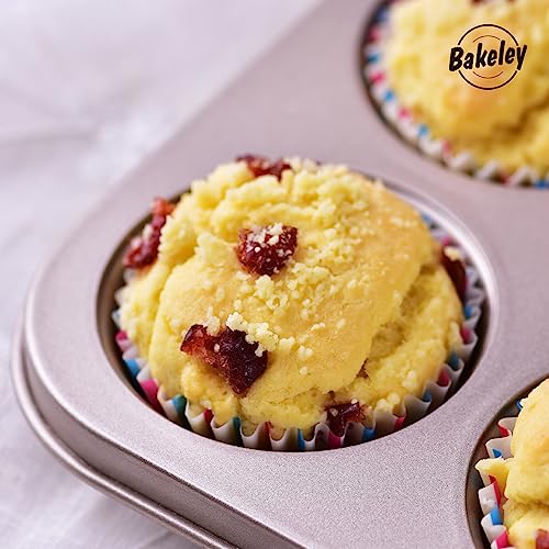 Bakeley Muffin Cake Pan 12-Cavity, Heavy Duty Carbon Steel, Non-Stick Cupcake Pan, Bakeware for Oven Baking Brownies, Cheesecakes (Champagne Gold) - Image 3