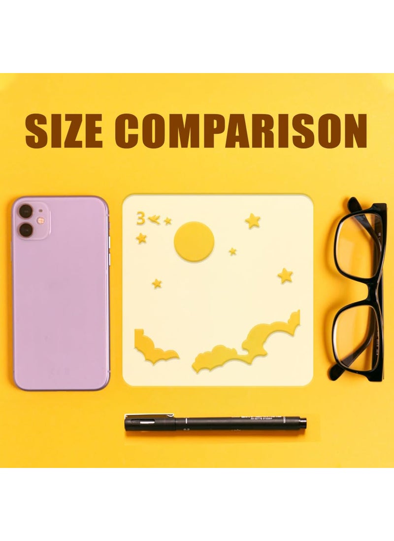 FINGERINSPIRE FINGERINSPIRE 4 Pcs Layered Clouds Painting Stencil 4 Styles 5.9x5.9" PET Clouds Sun Star Pattern Spraying Stencils Reusable Sky View Drawing Stencil Fantasy Themes Decor Template for Wood Floor Wall  - Image 3