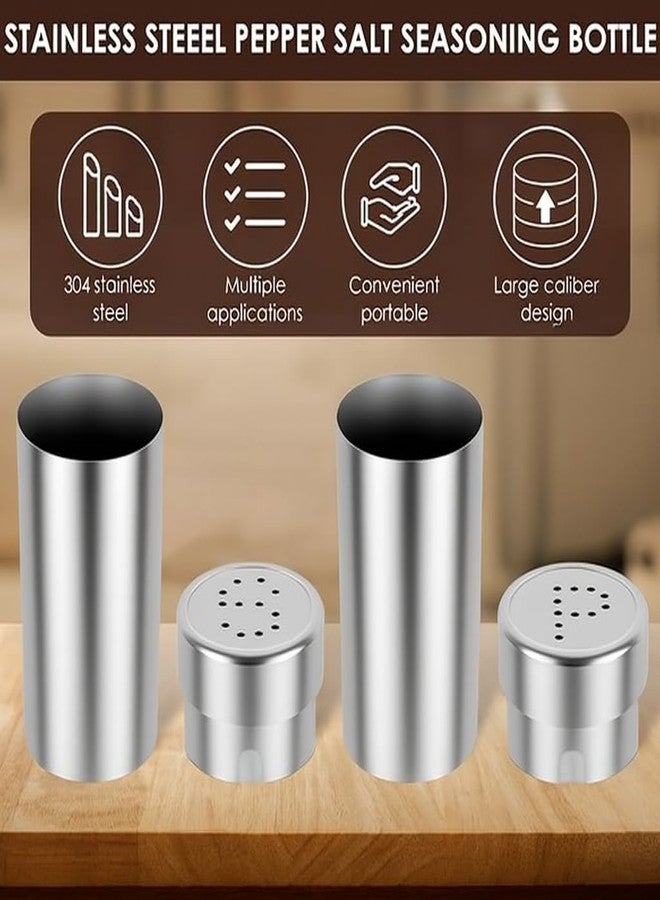 SUPERMOM Spice Box 2 Pcs – Salt & Pepper Dispenser Set – Sleek Design Stainless Steel Seasoning Shaker, BPA-Free & Reusable Easy Grip Seasoning Jars for Kitchen & Dining Tables & Restaurants - Image 2