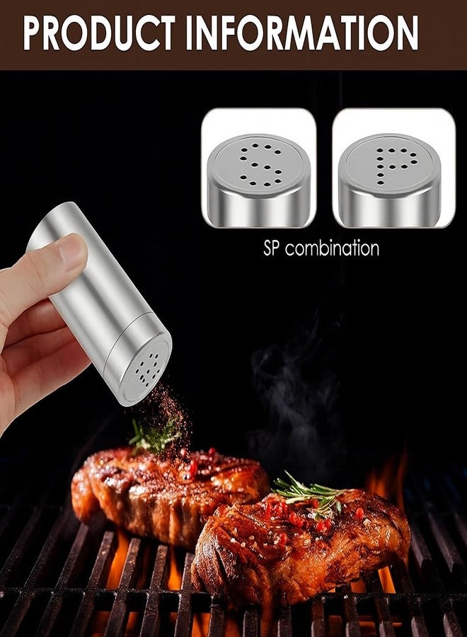 SUPERMOM Spice Box 2 Pcs – Salt & Pepper Dispenser Set – Sleek Design Stainless Steel Seasoning Shaker, BPA-Free & Reusable Easy Grip Seasoning Jars for Kitchen & Dining Tables & Restaurants - Image 4