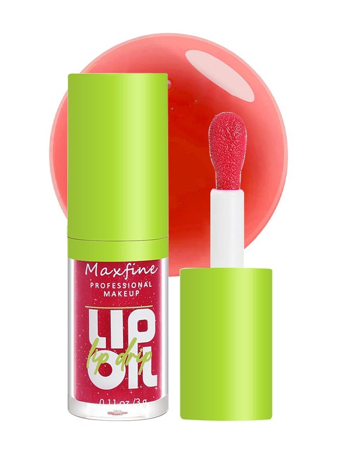 ماكس فاين زيت شفاه رأس فرشاة كبير ، فائق الترطيب والتغذية ، زيت توهج شفاه لامع ناعم ولامع ، ملمع شفاه ملون لامع ونباتي ، تركيبة غير لزجة - Image 1