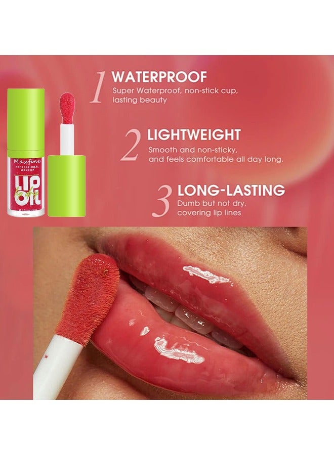 ماكس فاين زيت شفاه رأس فرشاة كبير ، فائق الترطيب والتغذية ، زيت توهج شفاه لامع ناعم ولامع ، ملمع شفاه ملون لامع ونباتي ، تركيبة غير لزجة - Image 4