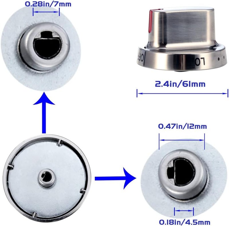 Azdele Upgrade 5pcs DG64-00472A Stove Knob Replace DG64-00473A,DG64-00347A,DG64-00347B for Samsung Stove Knob, Fit for Samsung Oven FX510BGS FX710BGS NX58F5300SS NX58F5500SS - Image 2