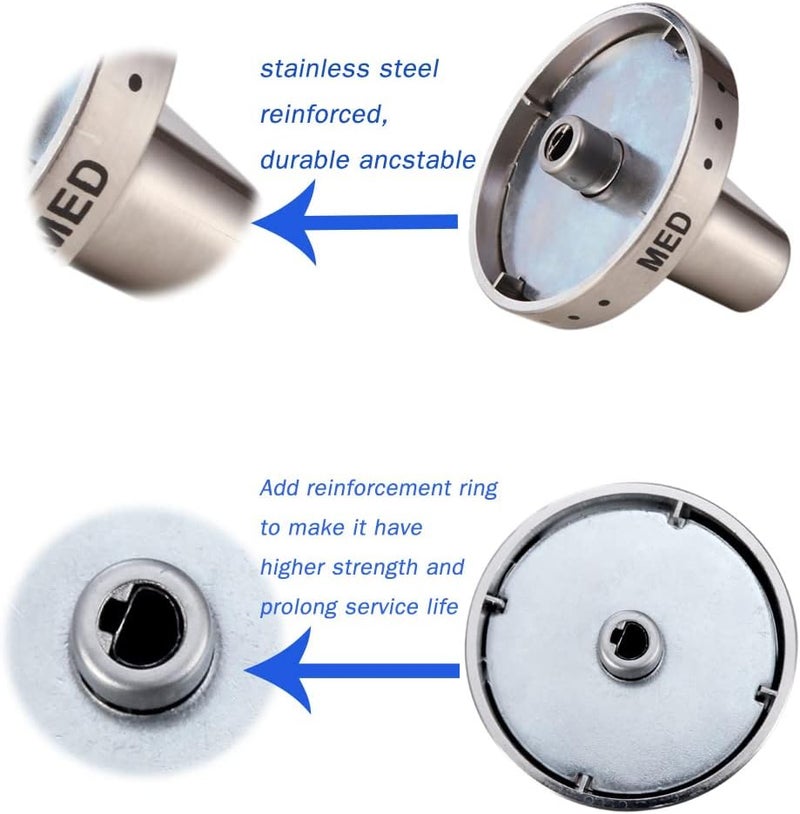 Azdele Upgrade 5pcs DG64-00472A Stove Knob Replace DG64-00473A,DG64-00347A,DG64-00347B for Samsung Stove Knob, Fit for Samsung Oven FX510BGS FX710BGS NX58F5300SS NX58F5500SS - Image 3
