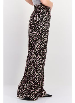 SELECTED FEMME Women Floral Print  Wide Leg Pant, Black  - Image 2