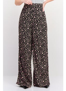 SELECTED FEMME Women Floral Print  Wide Leg Pant, Black  - Image 1