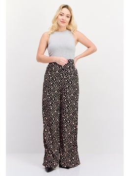 SELECTED FEMME Women Floral Print  Wide Leg Pant, Black  - Image 4