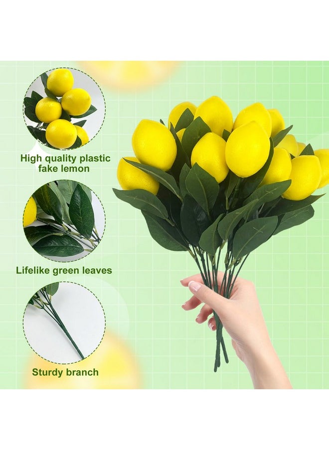 CODOHI CODOHI 13.8 inch Artificial Lemon Branches, 3 Packs Yellow Fake Lemons Decorations, Lemon Branch with Green Leaf, Lemon Decor for Kitchen Party Vase Centerpiece Flower Arrangements  - Image 3