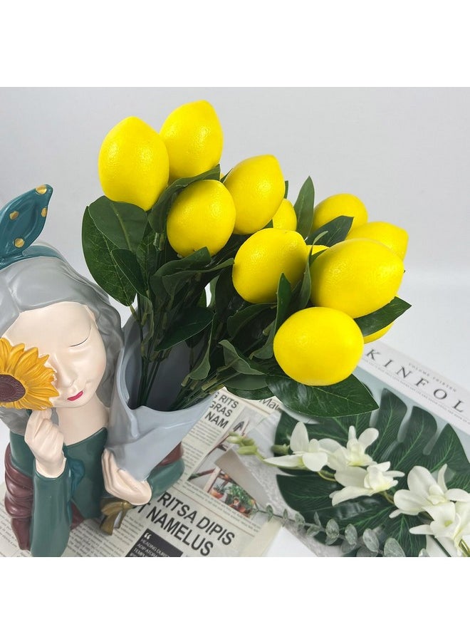 CODOHI CODOHI 13.8 inch Artificial Lemon Branches, 3 Packs Yellow Fake Lemons Decorations, Lemon Branch with Green Leaf, Lemon Decor for Kitchen Party Vase Centerpiece Flower Arrangements  - Image 4