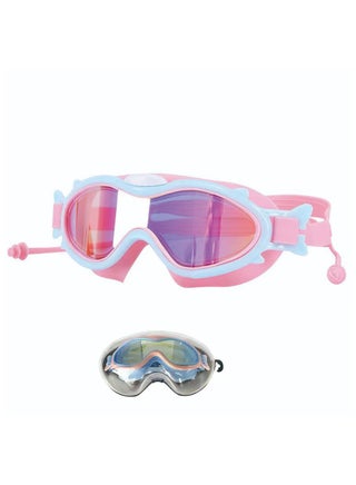 Swimming Goggles With Ear Plugs Vvinca 2-Pack Kids Swim Goggles With Nose Cover - Anti-Fog UV Protection Wide View For Ages 3-15 Toddler Swim Goggles With Nose Cover