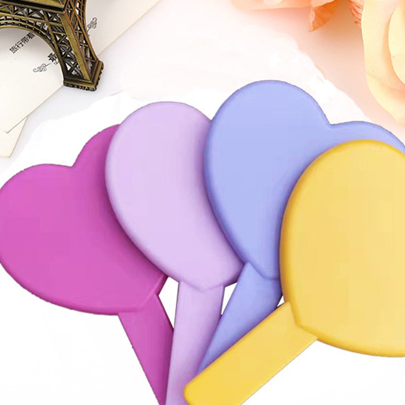 2pcs Makeup Mirror Small Handle Cosmetic Mirror Portable Heart Mirror Hair Gifts for Woman Lady ( ) - Image 2