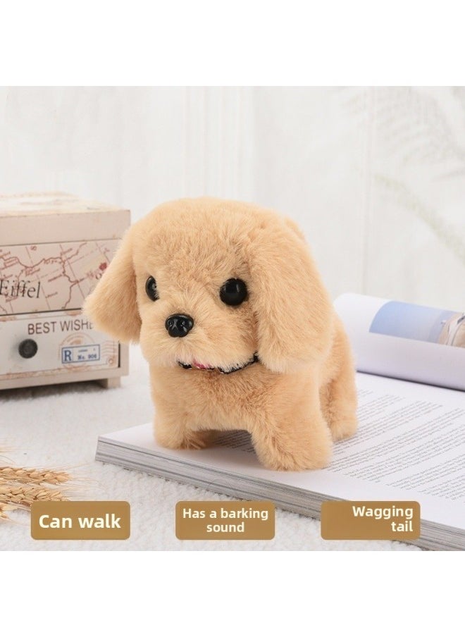 Simulation Plush Toy Dog Children's Toy Can Walk Can Call Electric Puppy Boy Electronic Pet Dog-Color:Golden Retriever Yellow-Specification:No Battery, No Collar, No Tie  - Image 1