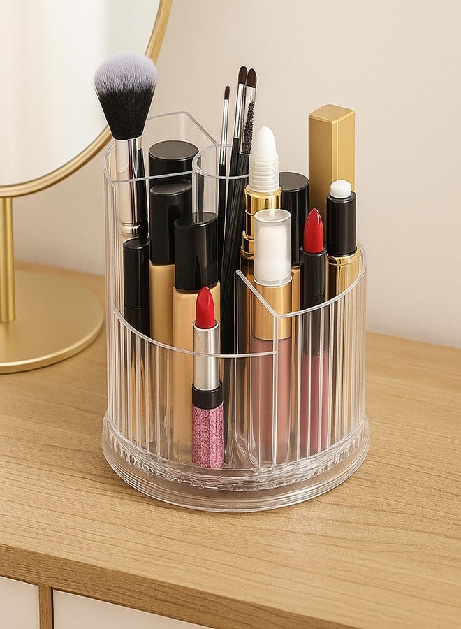 INOVERA (LABEL) 360°Rotating Makeup Organizer Case - 5 Slot Cosmetic Holder Stand for Brushes, Lipsticks (Transparent) - Image 4