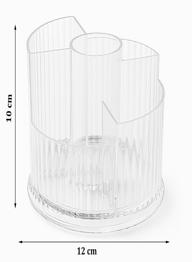 INOVERA (LABEL) 360°Rotating Makeup Organizer Case - 5 Slot Cosmetic Holder Stand for Brushes, Lipsticks (Transparent) - Image 2