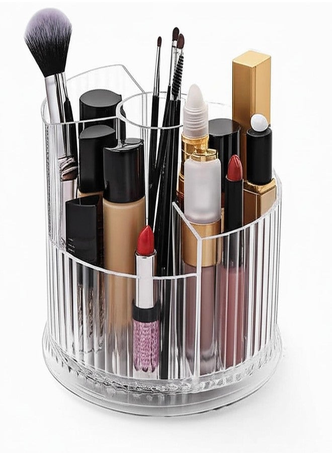 INOVERA (LABEL) 360°Rotating Makeup Organizer Case - 5 Slot Cosmetic Holder Stand for Brushes, Lipsticks (Transparent) - Image 1