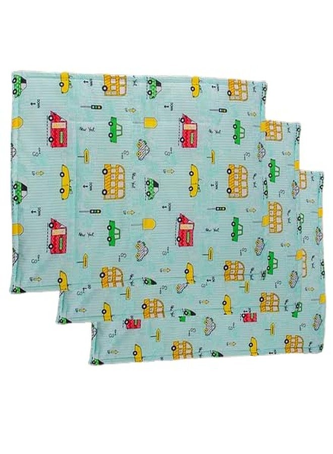Mittenbooty® Baby Soft Quilted Cotton Sleeping mat Changing Sheet for New Born | Infant | Toddler Pack of 3 (Cartoon_Green) - Image 1