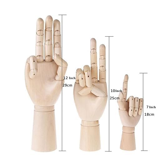 QALAM Kaari Wooden Art Mannequin Hand Model Hand Manikin Perfect for Drawing Sketch EtcMale Hand Size7 Inch  - Image 3