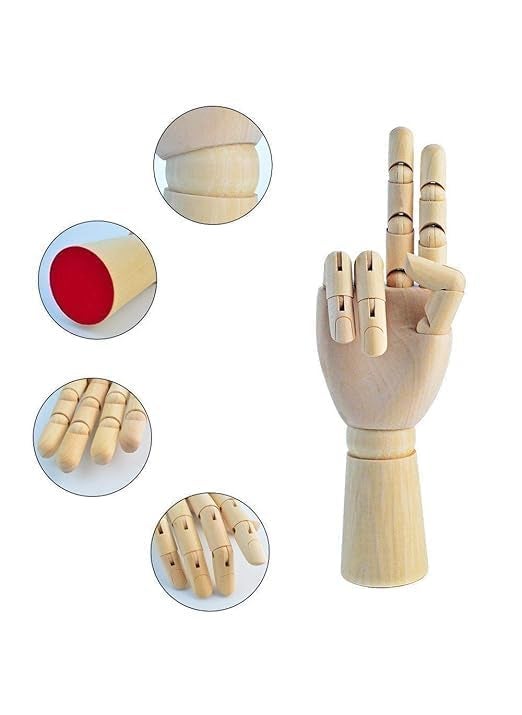 QALAM Kaari Wooden Art Mannequin Hand Model Hand Manikin Perfect for Drawing Sketch EtcMale Hand Size7 Inch  - Image 2