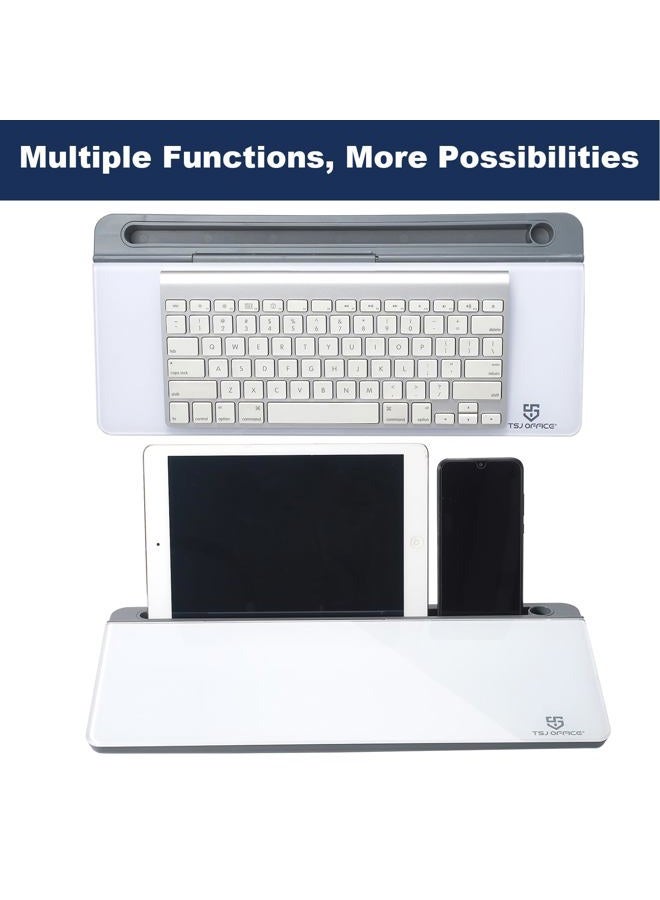 TSJ OFFICE Small Glass Desktop Whiteboard Dry-Erase-Board - Computer Keyboard Stand White Board Surface Pad with Drawer, Desk Organizers with Accessories for Home, School Supplies - Image 5