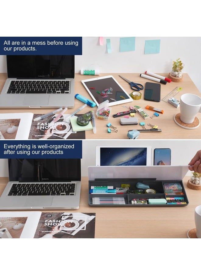 TSJ OFFICE Small Glass Desktop Whiteboard Dry-Erase-Board - Computer Keyboard Stand White Board Surface Pad with Drawer, Desk Organizers with Accessories for Home, School Supplies - Image 3