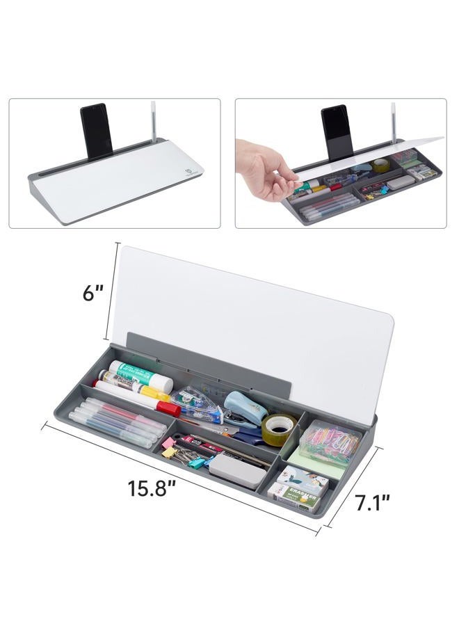 TSJ OFFICE Small Glass Desktop Whiteboard Dry-Erase-Board - Computer Keyboard Stand White Board Surface Pad with Drawer, Desk Organizers with Accessories for Home, School Supplies - Image 4