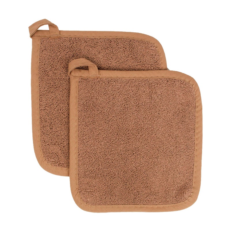 Ritz Terry Potholder & Hot Pad: Unparalleled Heat Resistant  Durable 100% Cotton - Ergonomically Designed for Optimal Grip - Easy-Care Machine Washable  Perfect for Your Kitchen - Copper  2-Pk - Image 1