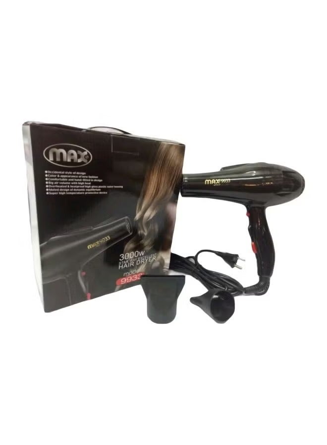 ماكس مجفف شعر كهربائي أسود - Image 1