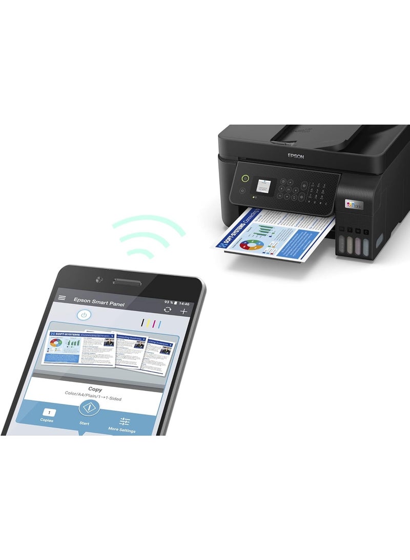 إبسوم طابعة إبسون إيكو تانك L5590 المكتبية المزودة بخزان حبر، طابعة ملونة عالية السرعة A4 متعددة الوظائف (4 في 1) مع وحدة تغذية تلقائية للمستندات، وواي فاي مباشر، وإيثرنت، مع إمكانية الاتصال عبر تطبيق SmartApp - Image 2