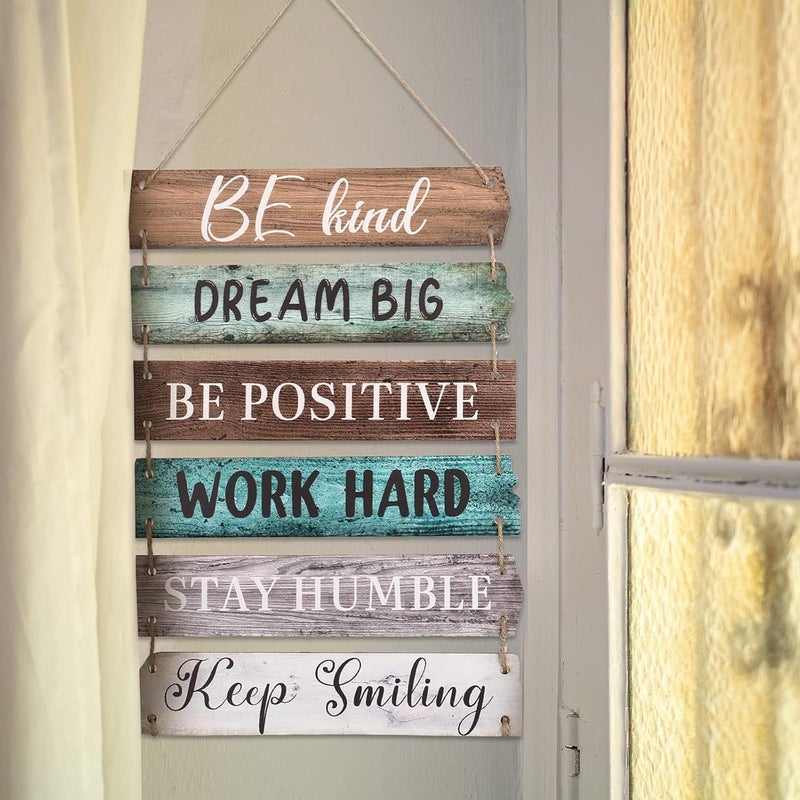 Al Raied ARS® 6 Pcs Rustic Wall Hanging Plaque Sign - Inspirational Wall Art for Home and Office - Image 1