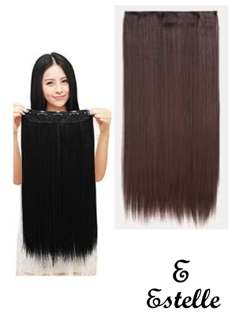 Estelle Full Head One Piece Long Straight and Body Wave Hair Extension With 5 Clips Suitable For Women and Girls Straight Color No  2M33 - Image 1