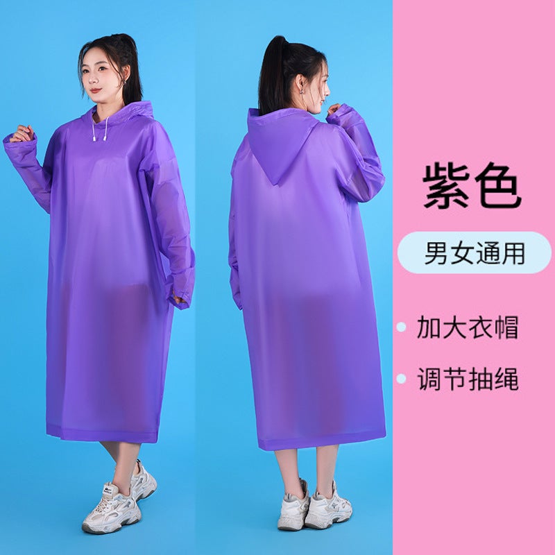 Generic Unisex EVA Long Raincoat Thick Adult Children Pullover Purple 