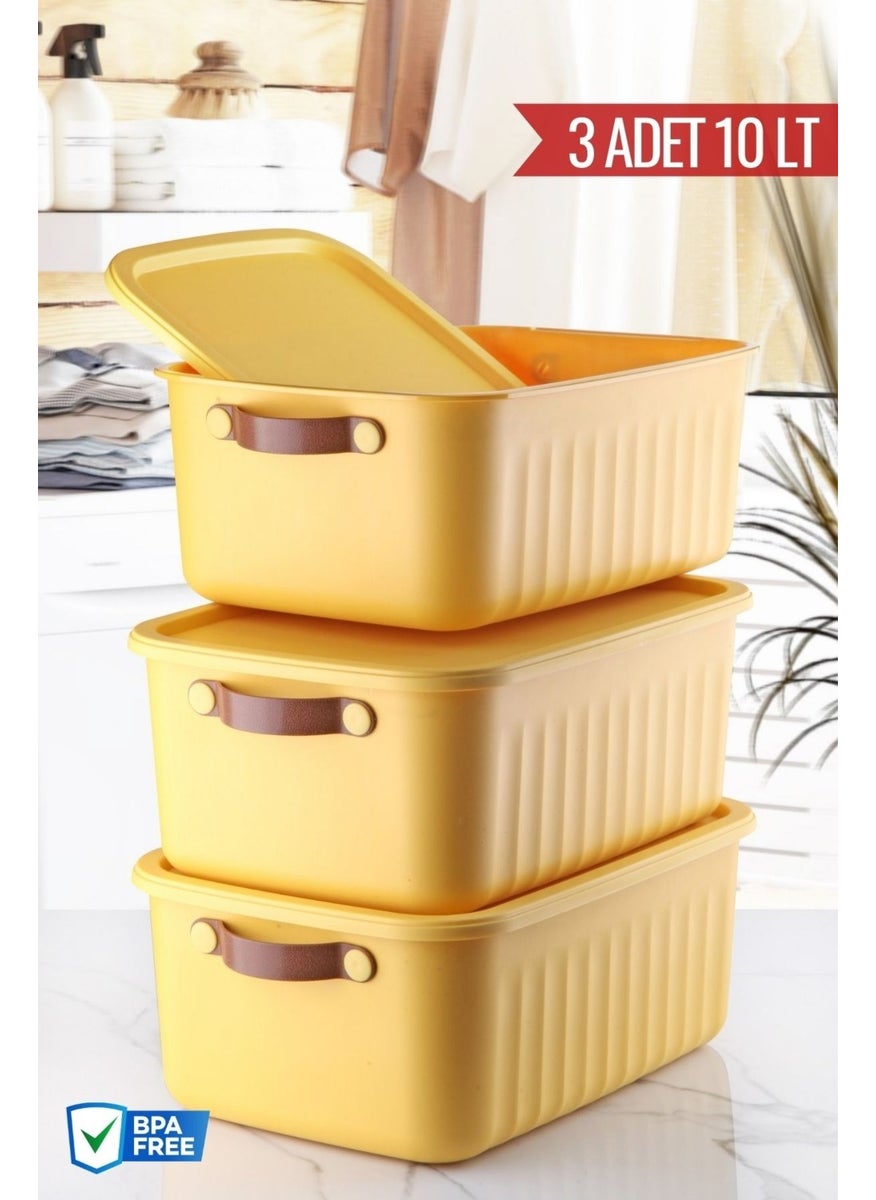 Nandy Home 3 Pieces 10 Lt Storage, Organization and Decorative Box Set with Handles and Lids  - Image 1