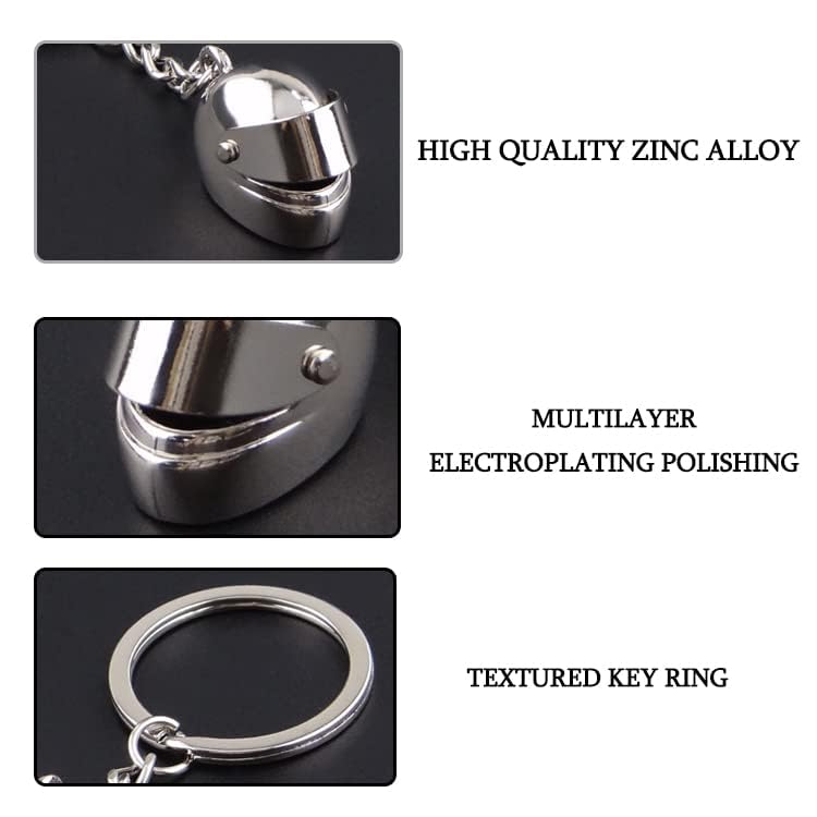 DreamAug 2-Pack Motorcycle Helmet Keychains â€“ 3D Mini Helmet Keyring Set, Black & Silver, Cool Gifts for Bikers, Car Lovers, Birthday & Holiday Gift Ideas - Image 1