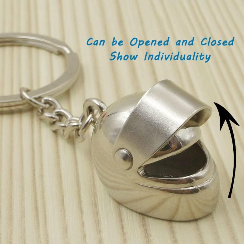 DreamAug 2-Pack Motorcycle Helmet Keychains â€“ 3D Mini Helmet Keyring Set, Black & Silver, Cool Gifts for Bikers, Car Lovers, Birthday & Holiday Gift Ideas - Image 3