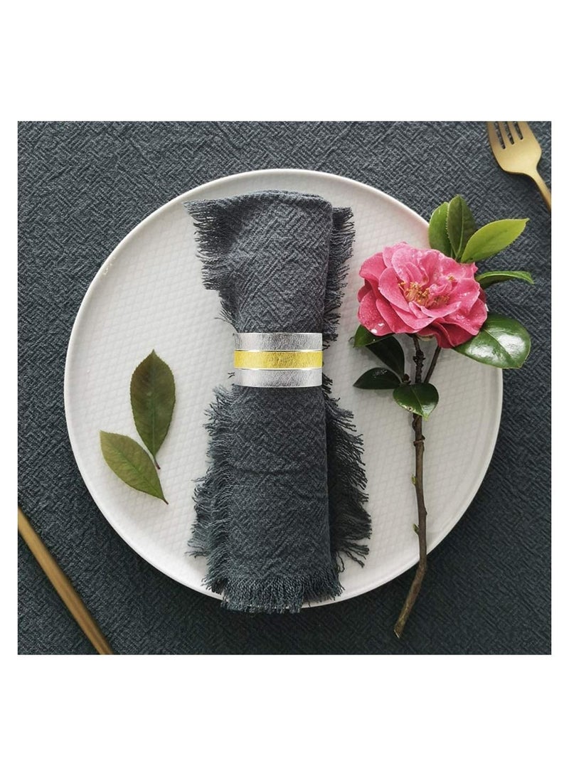 Napkin Rings, 4Pcs Metal Gold Round Rings Buckles for Table Decorations, Wedding, Dinner, Parties, Frosted Ring Stainless Steel Hotel Catering Supplies Tableware