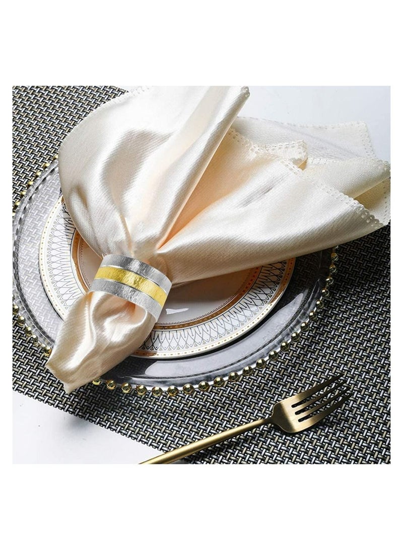 Napkin Rings, 4Pcs Metal Gold Round Rings Buckles for Table Decorations, Wedding, Dinner, Parties, Frosted Ring Stainless Steel Hotel Catering Supplies Tableware