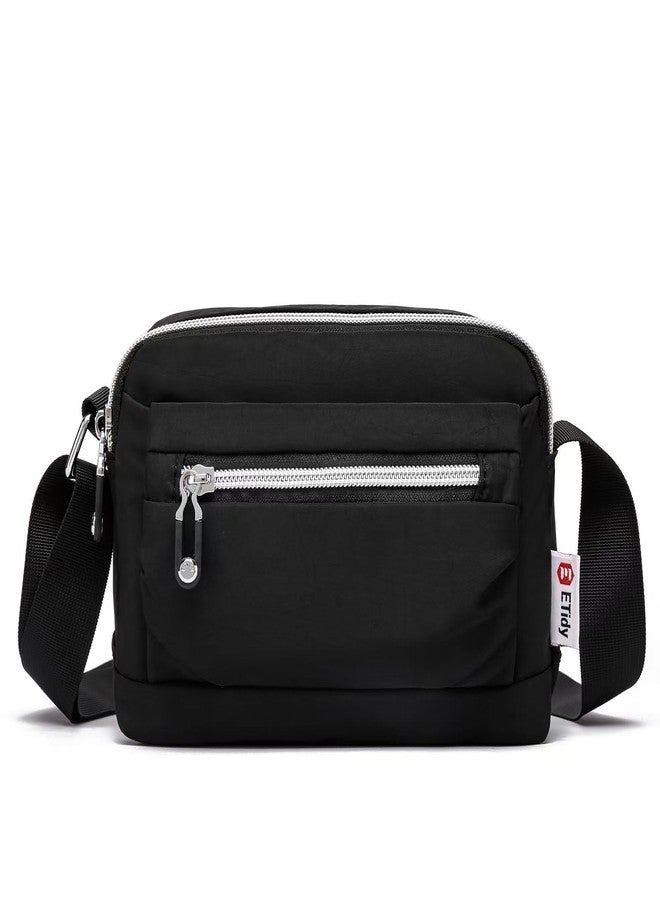 ETidy Nylon Small Womens Crossbody Bag Casual Shoulder Handbag Mini Purse With Adjustable Strap (Black Upgrade) - Image 1