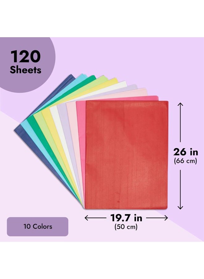 Juvale 120 ورقة من ورق التواليت للأكياس الهدايا، الحرف اليدوية - ورق تواليت ملون للتغليف، الهدايا، مستلزمات تغليف الهدايا (10 ألوان، 26x20 بوصة) - Image 3