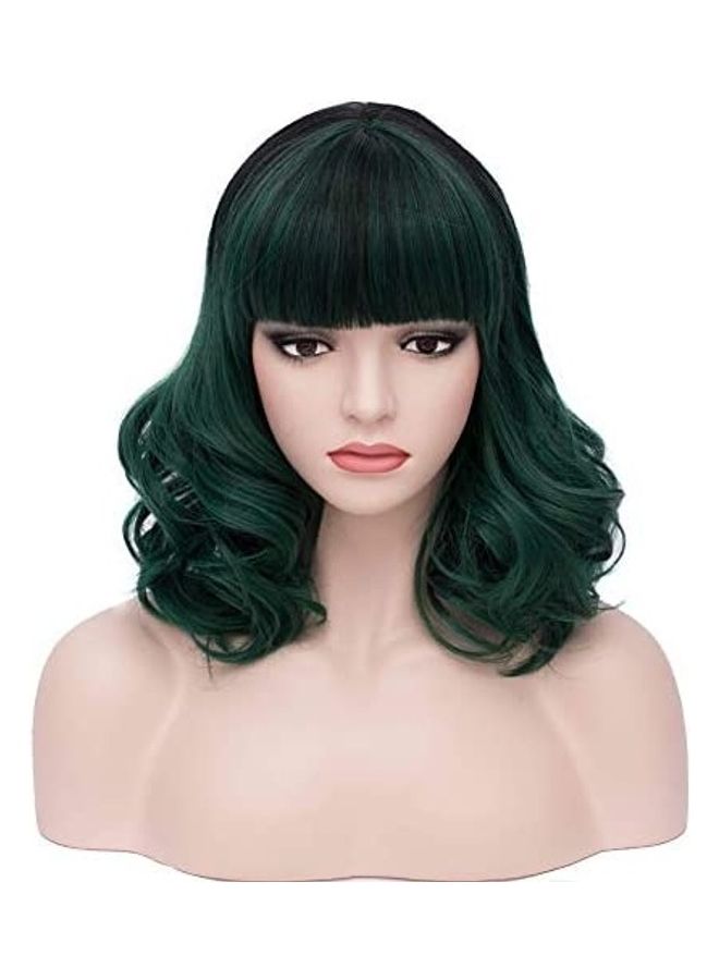 Short Curly Charming Fashion Wig Green 14inch