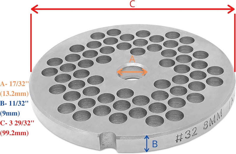Tesor #32 Stainless Steel Replacement Plate Disc Blade for Meat Grinder (5/16") - Image 3