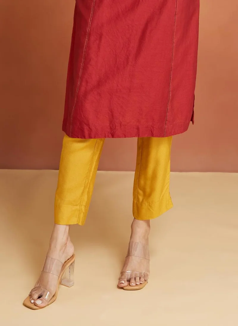 فاب انديا Viscose Silk Full Length Ethnic Pant