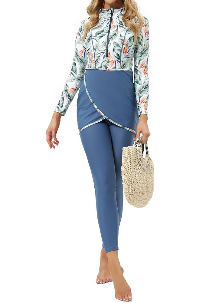 ملابس سباحة نسائية إسلامية بغطاء كامل لباس سباحة حجاب إسلامي بوركيني متواضع مقاس كبير ملابس بحر للاستحمام لبس سباحه نساء - Image 4