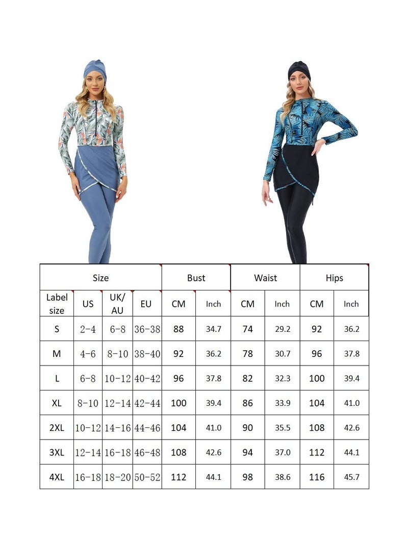 Women Muslim Swimwear Full Cover Swimsuit Hijab Islamic Burkinis Modest Plus Size Beachwear Bathing