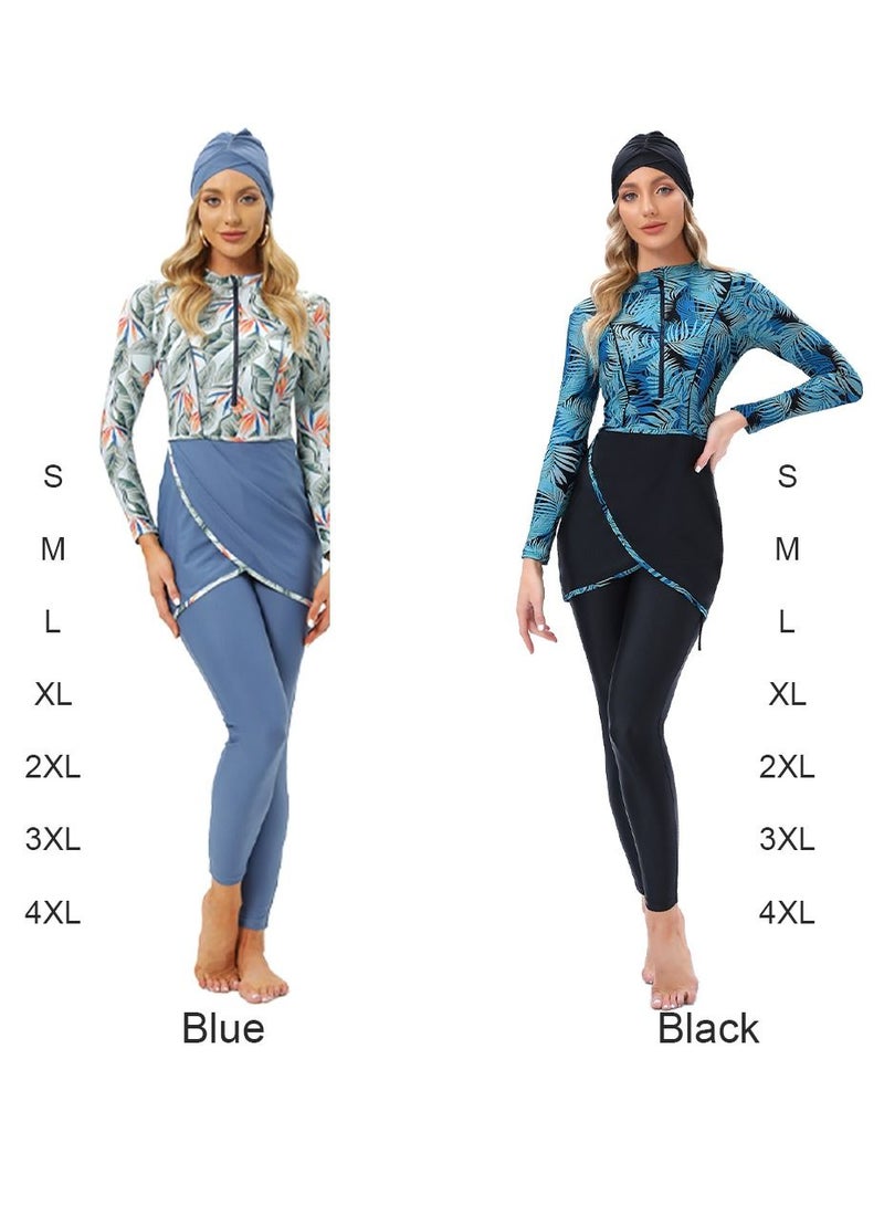 Women Muslim Swimwear Full Cover Swimsuit Hijab Islamic Burkinis Modest Plus Size Beachwear Bathing