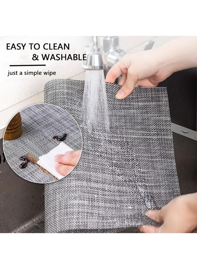 بلاسيمات 8PCS, مقاوم للحرارة بلاسيمات من الفينيل المنسج, غير قابل للزلق PVC الجدول مات, طاولة بلاستيكية لجداول الطعام, طاولة مطبخ 30x45 سم رمادي داكن - Image 4