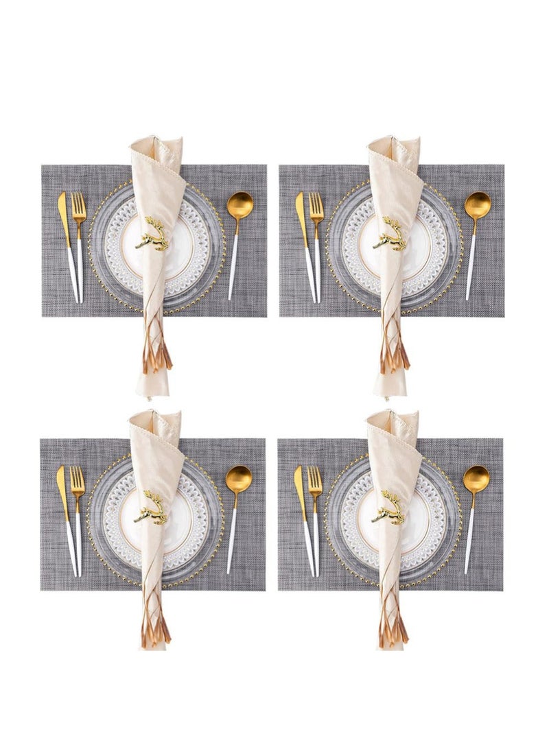 بلاسيمات 8PCS, مقاوم للحرارة بلاسيمات من الفينيل المنسج, غير قابل للزلق PVC الجدول مات, طاولة بلاستيكية لجداول الطعام, طاولة مطبخ 30x45 سم رمادي داكن - Image 2