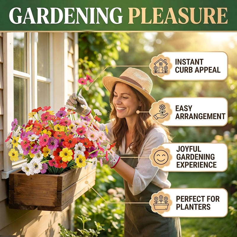 MACTING Artificial Spring Flowers for Outdoors 6 Bundles Fake Flowers UV Resistant Faux Plastic Plants No Fade for Planters Window Box Patio Porch Garden Yard Indoor Outside Decorations(Mix Color-1) - Image 3