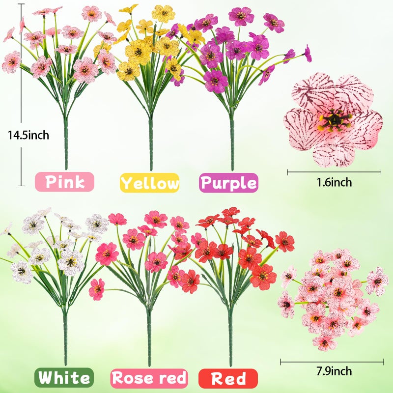 MACTING Artificial Spring Flowers for Outdoors 6 Bundles Fake Flowers UV Resistant Faux Plastic Plants No Fade for Planters Window Box Patio Porch Garden Yard Indoor Outside Decorations(Mix Color-1) - Image 4